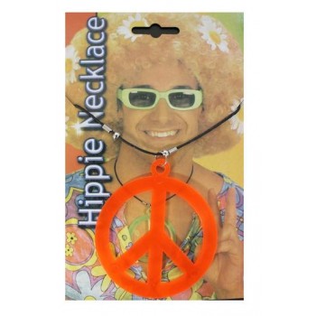 Hippie Peace Sign Necklace Orange BUY